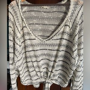 Altar’d State White & Black Striped Knit Sweater Sz Med
